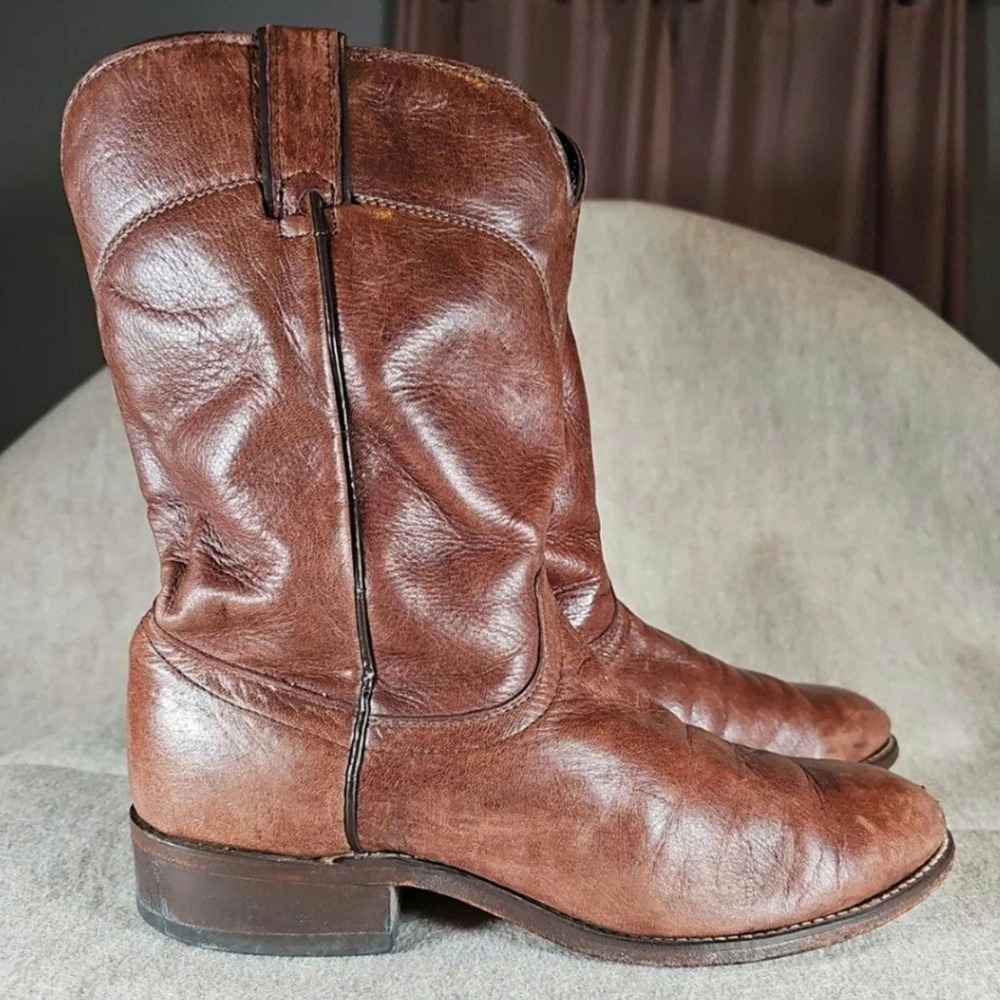 Leather Cowboy Boots Women's 8.5W Brown Buttery Soft